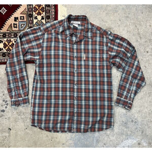 Columnia Omni-Shade Men's Size Medium M Multicolor Plaid Long Sleeve Shirt